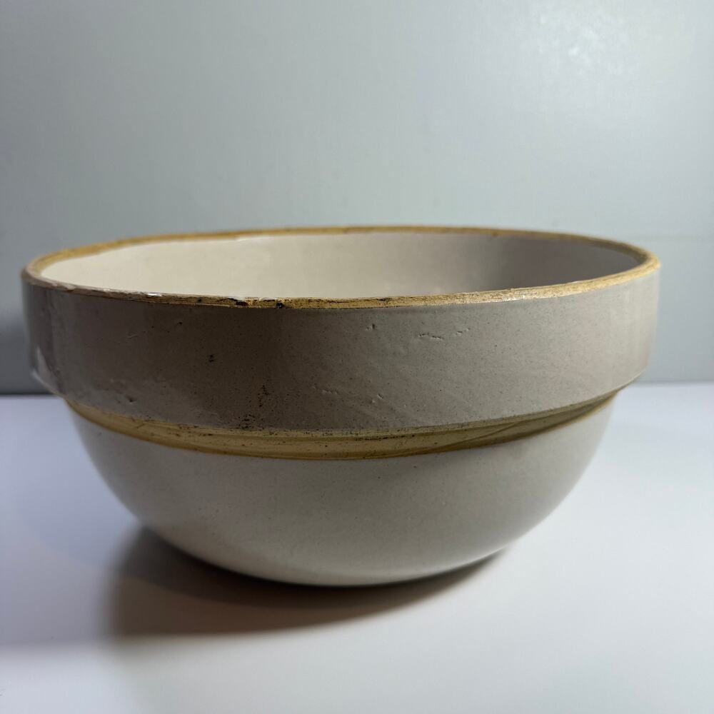 Vintage Large Stoneware Dough Mixing Bowl Sourdough Cottagecore Rustic Farmhouse